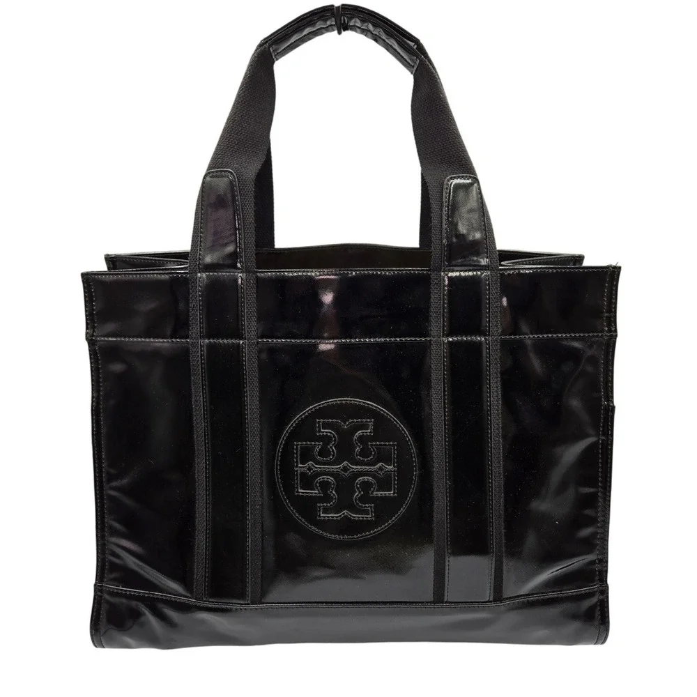Tory Burch Black Patent Leather Tote Bag‎ Purse Shoulder Bag